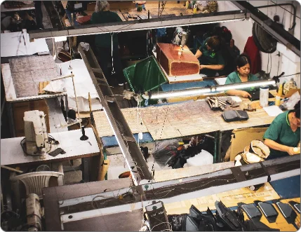 Industrial operation area for leather goods